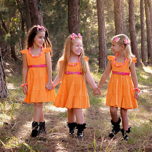Dora Orange Ribbed Dress